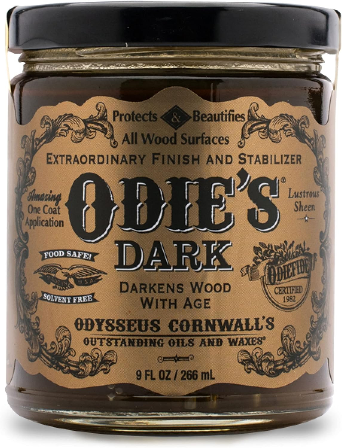 Dark •Finish and Stabilizer for Wood •Darkens with Age •9 Ounce Glass Jar •Food