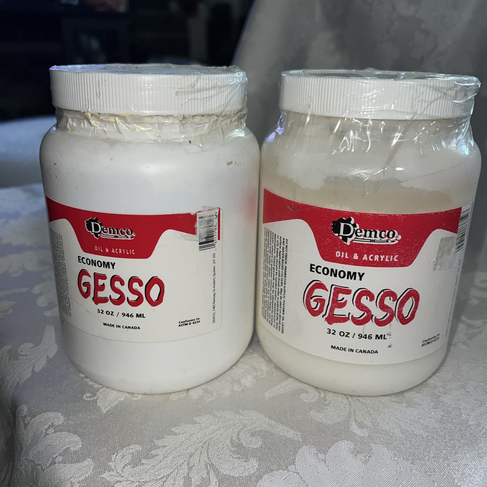 Two 32oz. Acrylic Gesso Primer for Oil & Acrylic Paint.