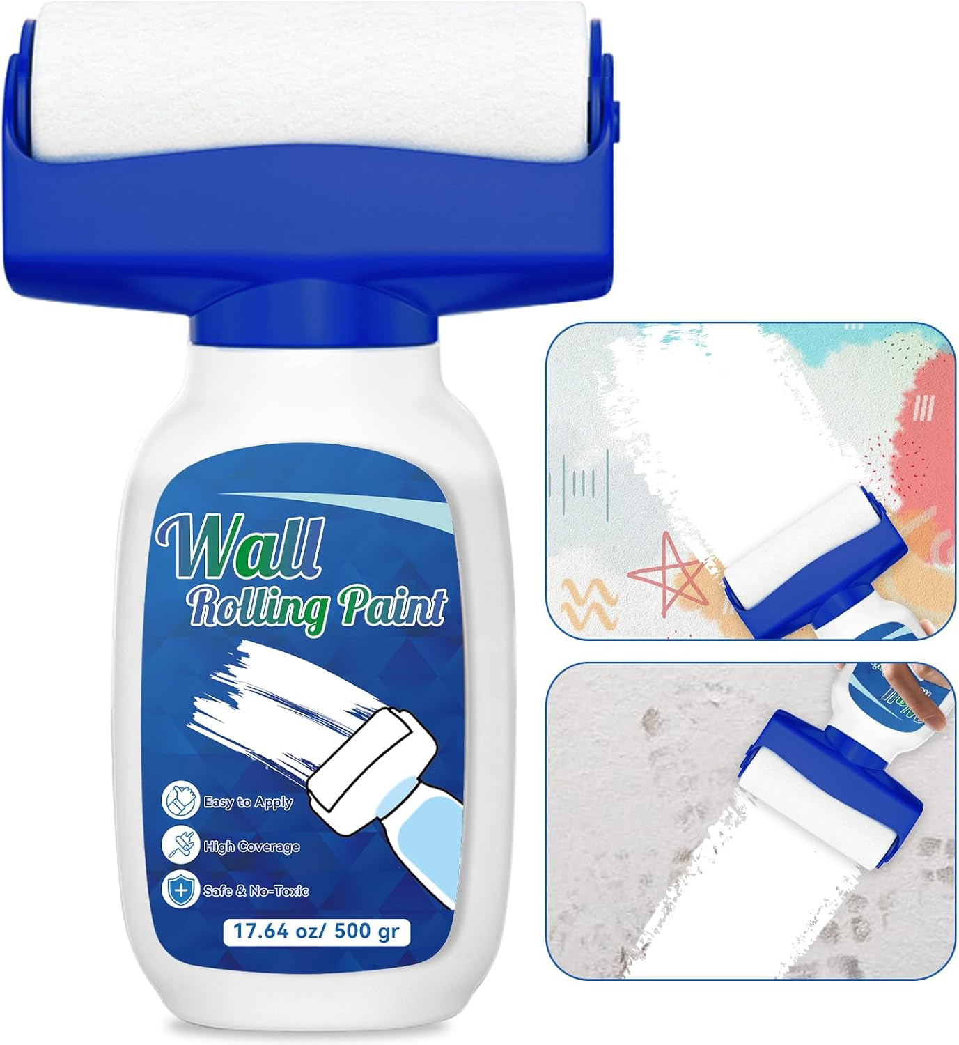 White Paint 17.64Oz, Quick Drying Water Based and Low Odor Walls Repair Roller B