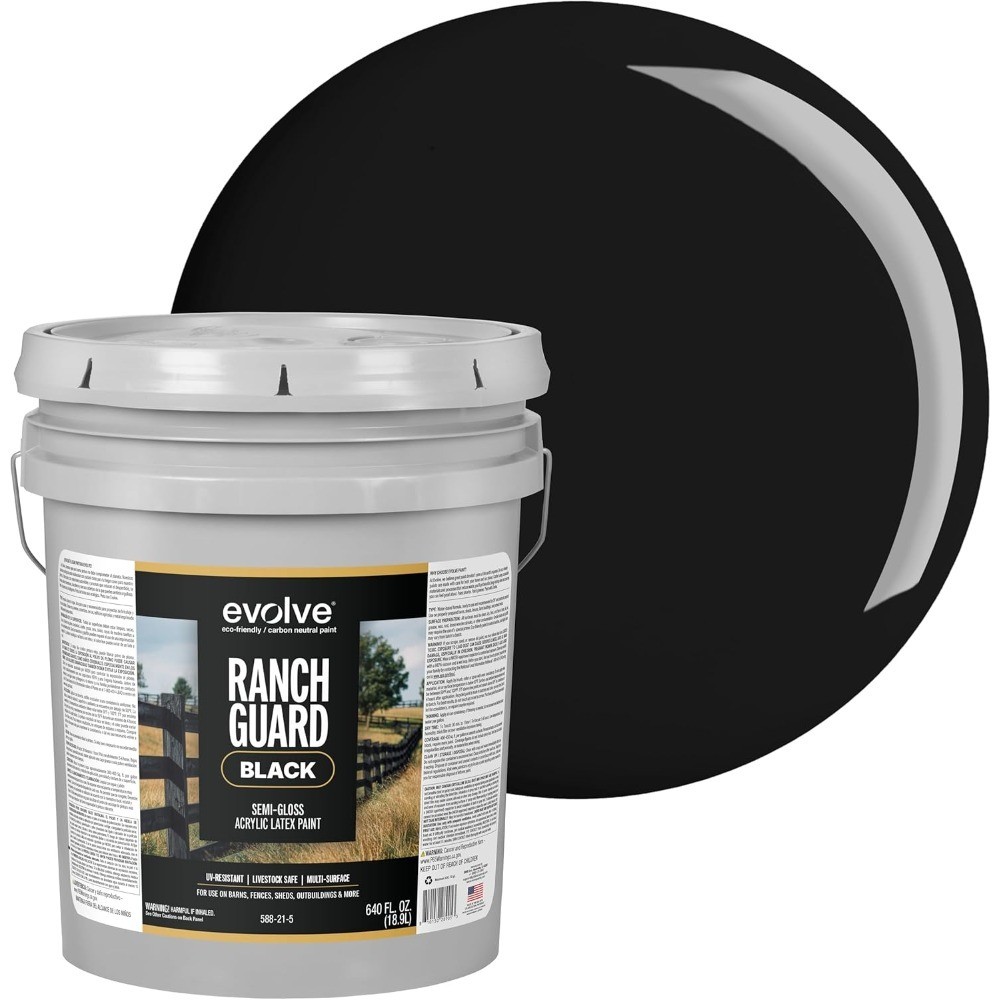 5 Gallon Semi-Gloss Exterior Paint UV-Resistant Coating for Barns and Fences