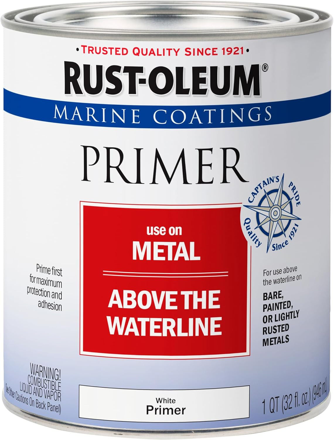 Rust-Oleum 207016 Marine Metal Primer, Quart , White, 1 Quarts (Pack of 1)