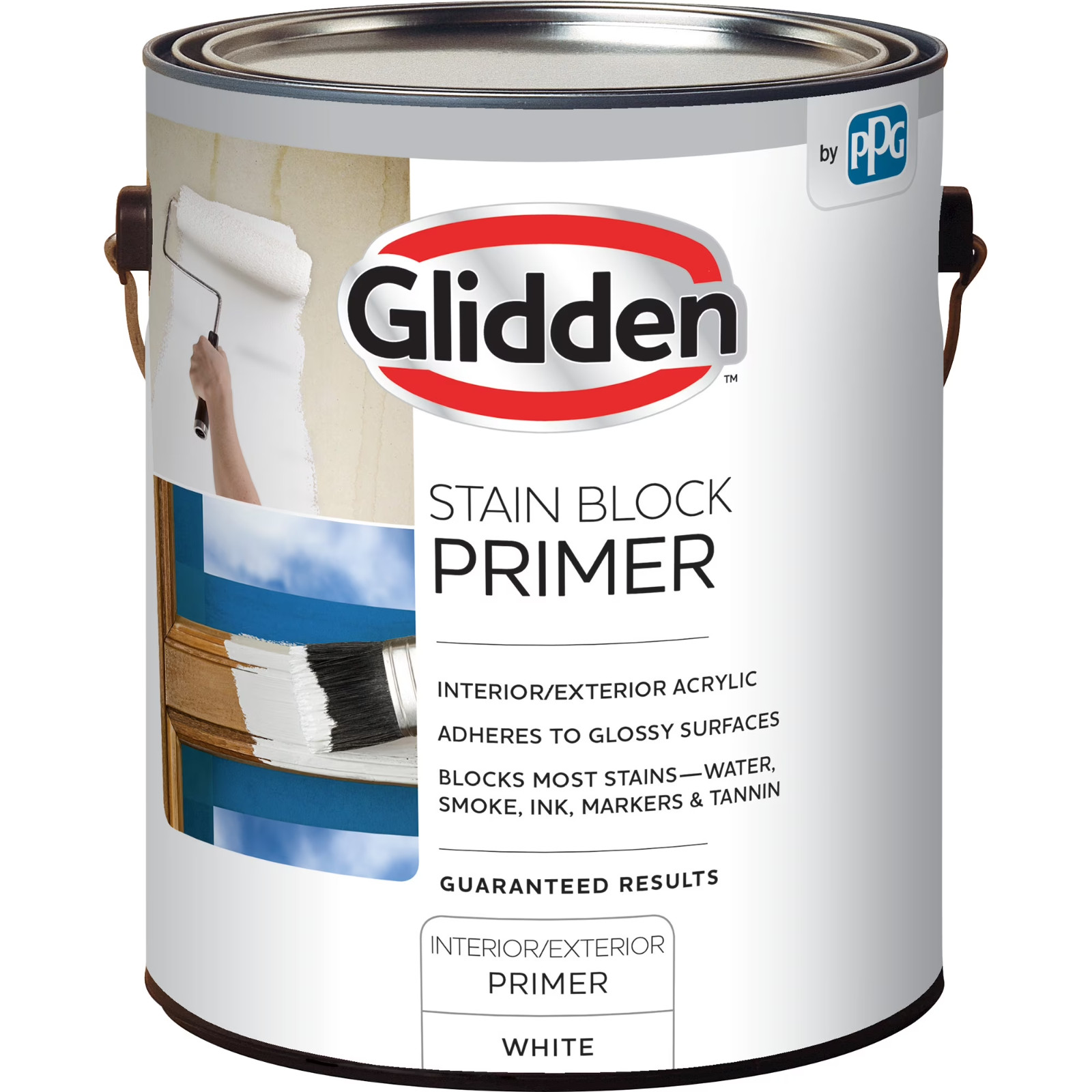 Glidden Interior/Exterior Stain Block Primer Flat White Water-Based 1 Gallon New