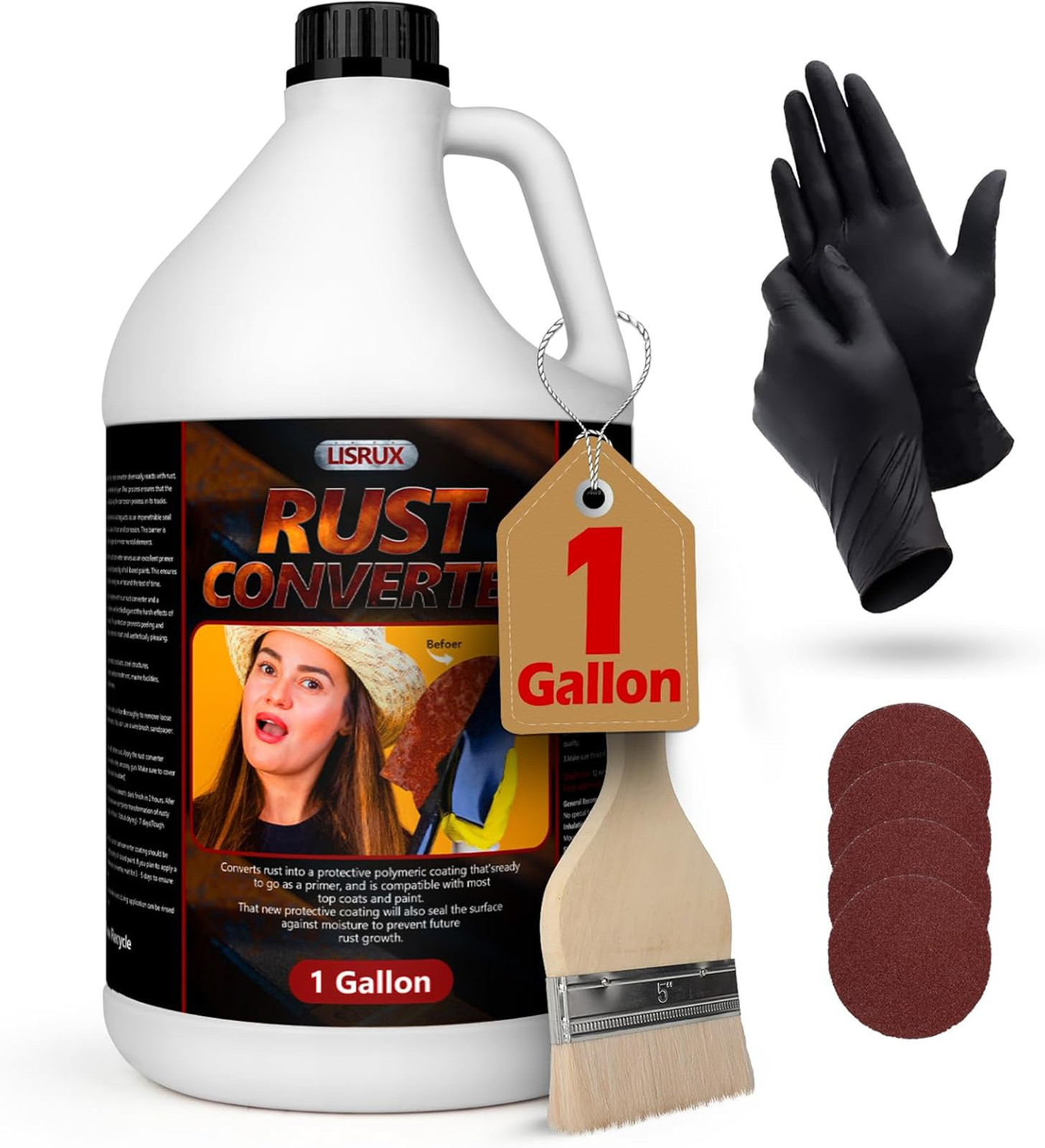Rust Converter Metal Primer Water-Based 1 Gallon, Stops Rust Converts Rust Spots