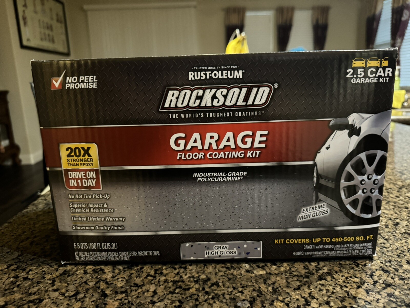 Rust-Oleum 293513 Rocksolid Polycuramine Garage Oil Floor Coating, 2.5 Car Kit,