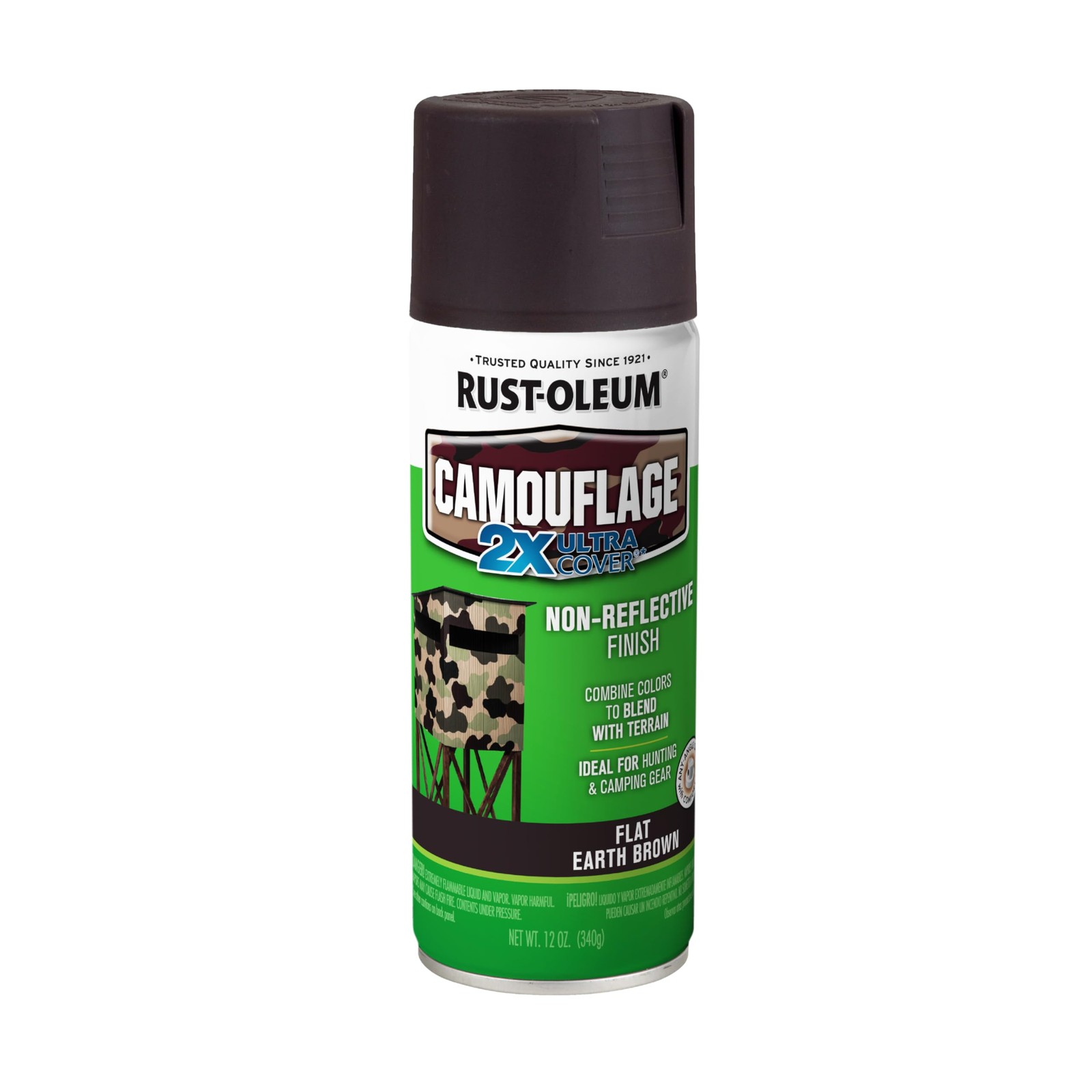 Rust-Oleum 279178 Camouflage 2X Ultra Cover Spray Paint 12 oz Flat Earth Brown