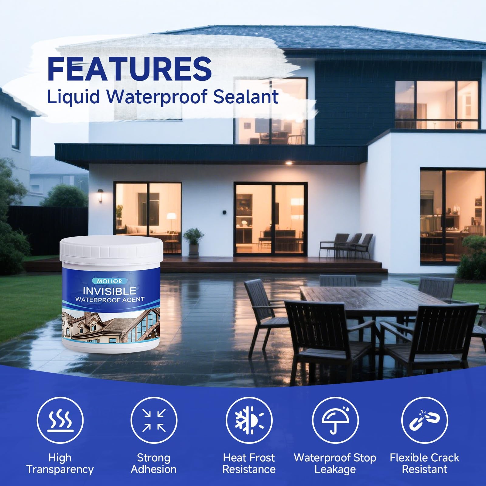Transparent Waterproof Adhesive, 17.5oz Leak Invisible Waterproof Sealant for Ro