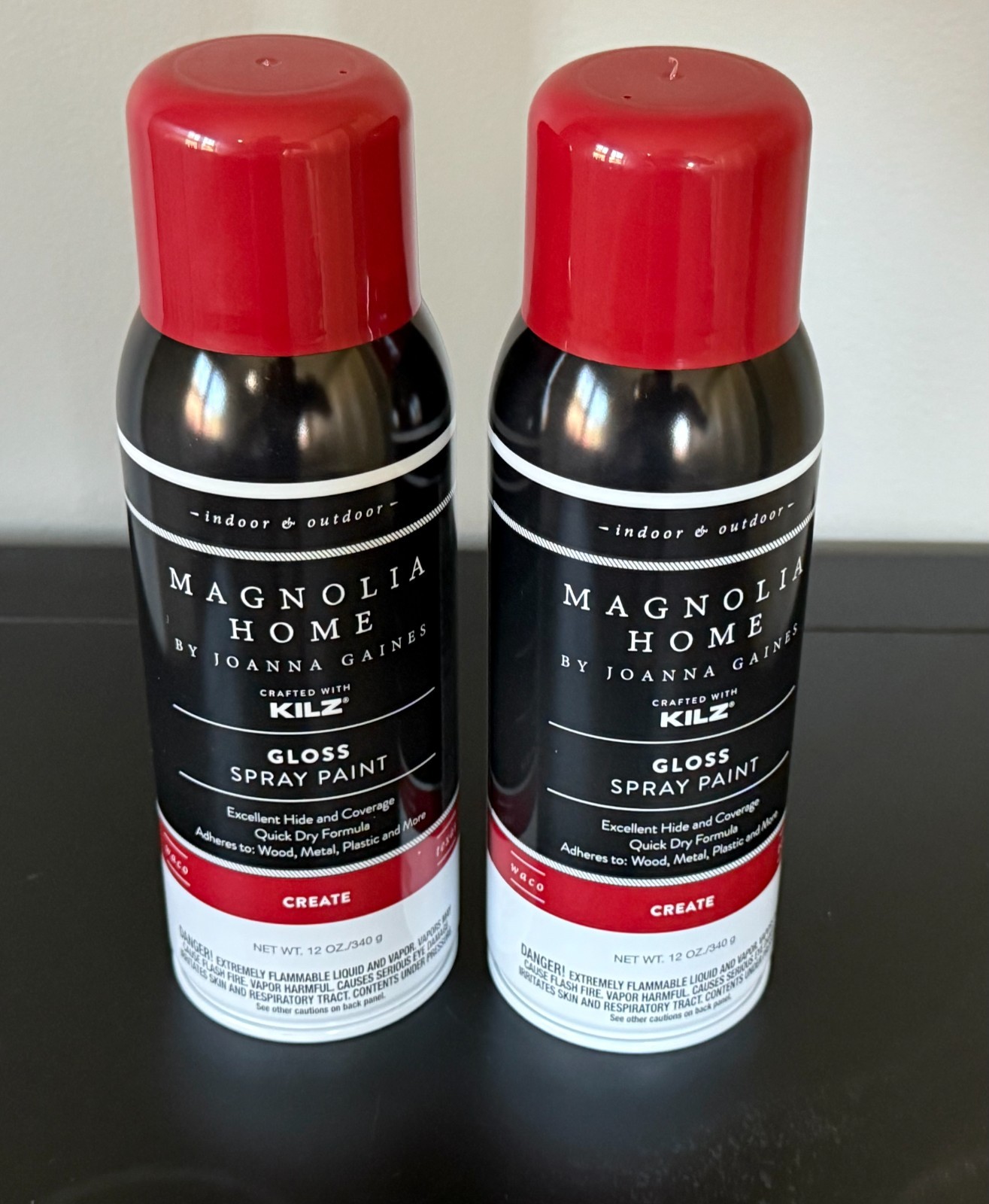 2 Cans Kilz Magnolia Home by Joanna Gaines Gloss Spray Paint 12 oz Color: Create