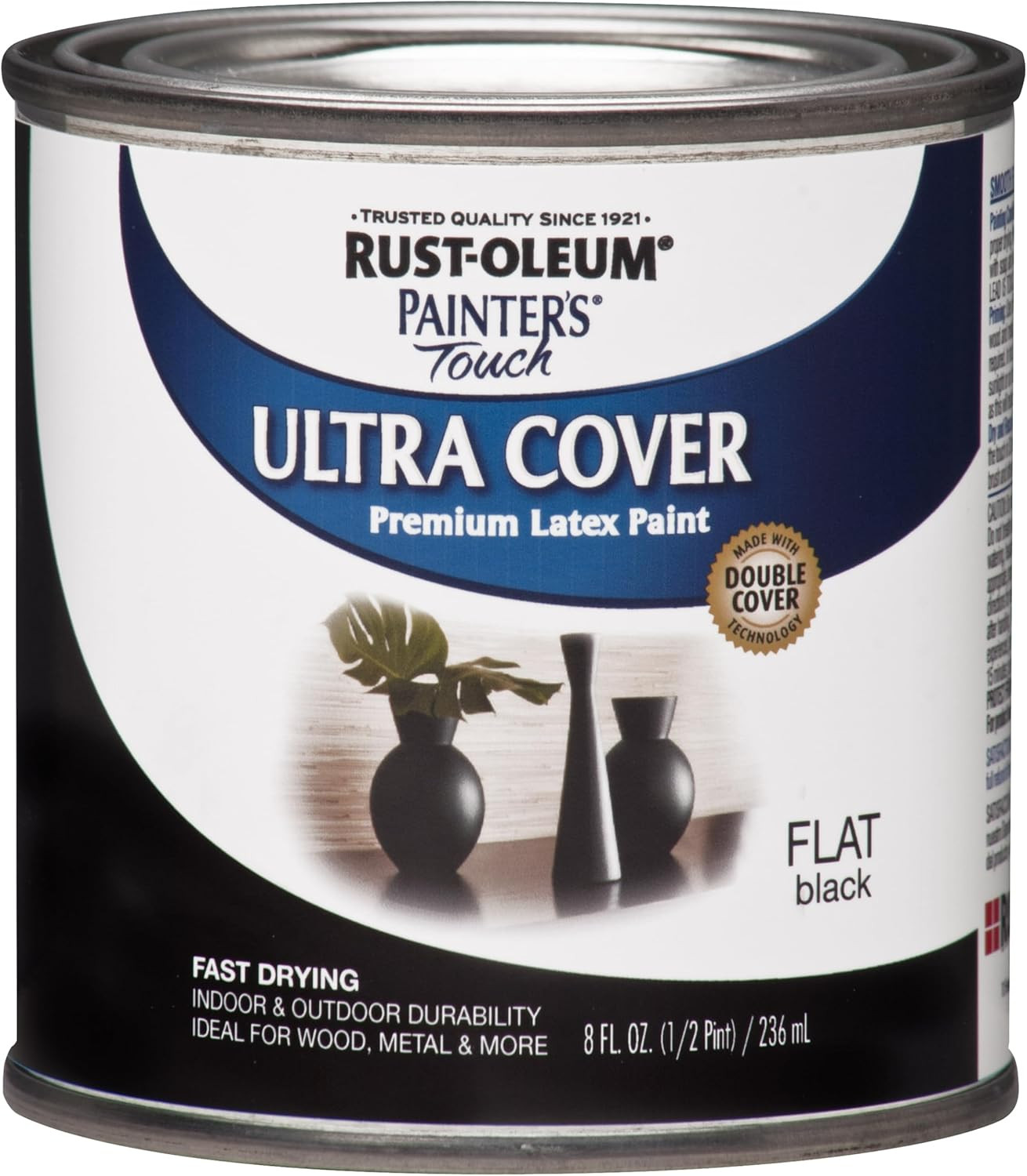 1976730 Painter’S Touch Latex Paint, Half Pint, Flat Black, 8 Fl Oz (Pack of 1)