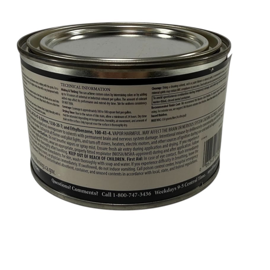 Old Masters Gel Stain Carbon Black 84508 for Wood Fiberglass Oil-Based 16oz Pint