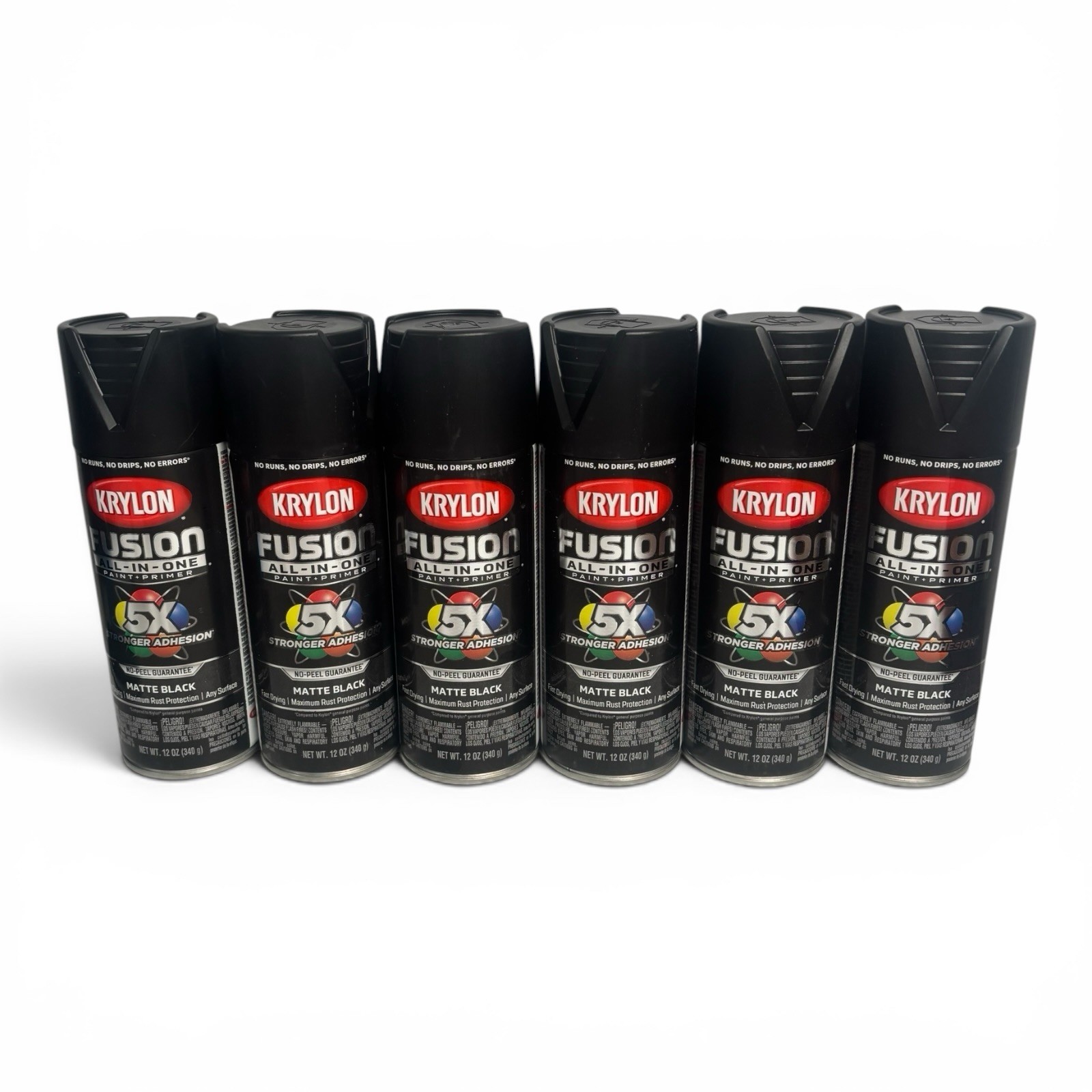 Krylon Fusion All-In-One Matte Black Spray Paint 12 oz 6 Pack K02754007