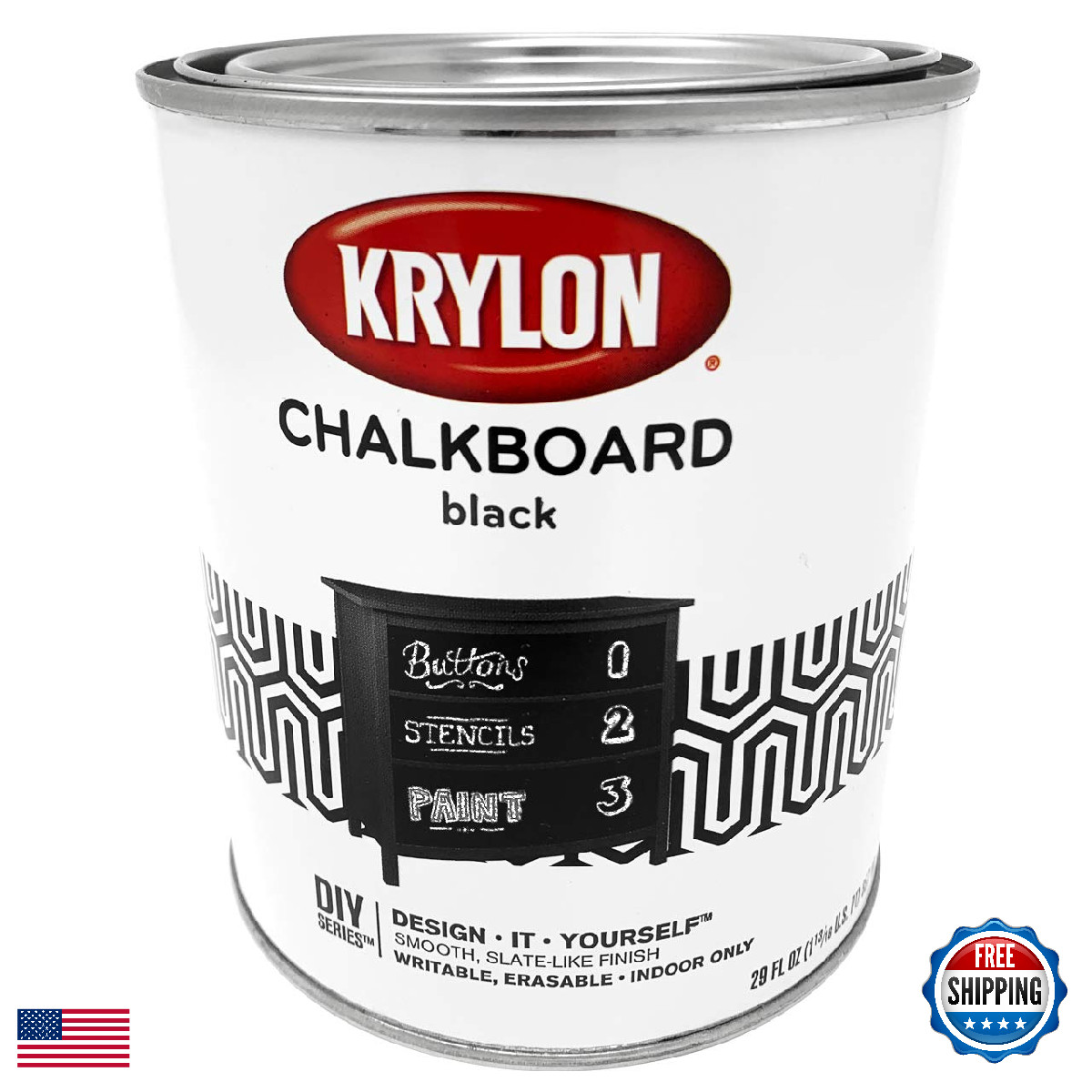 Aosbet Krylon K05223000 Chalkboard Brush-On Paint Black 1 Quart Pack Of 2