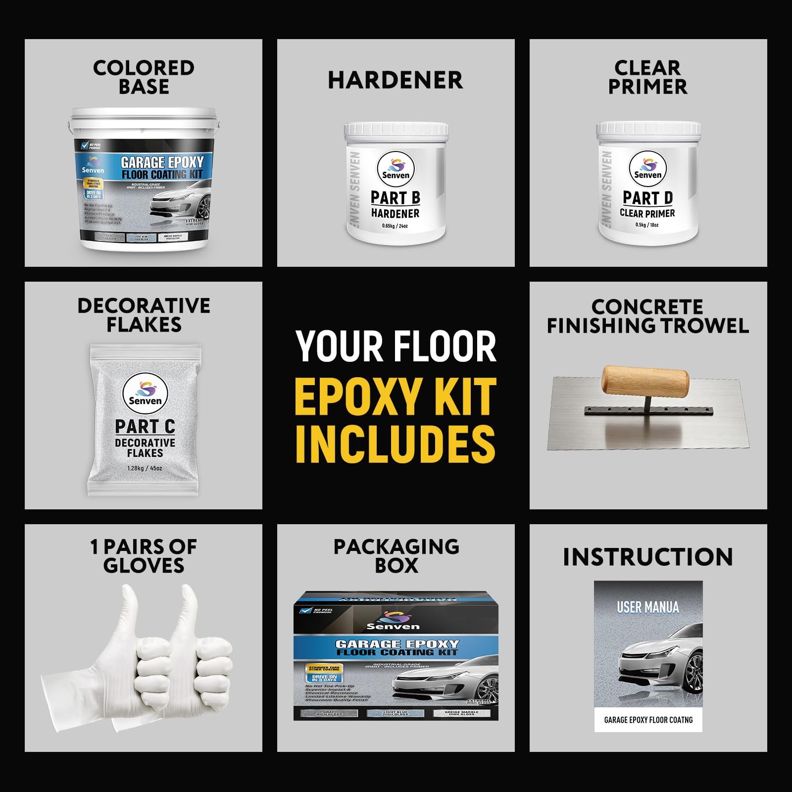 Epoxy Colored Sand Floor Paint for Concrete Blue-Gray 436Oz (3.3 Gallon) Leve…