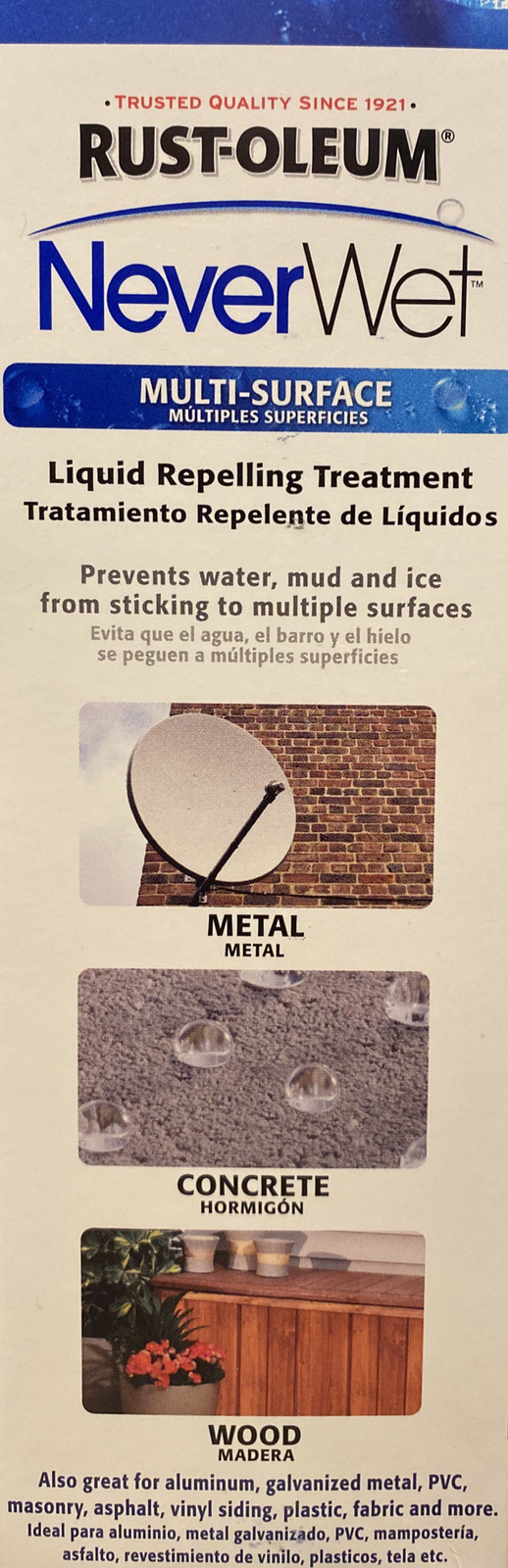 Rust-Oleum Never Wet Multi Surface Liquid Repelling Treatment Frosted Clear New