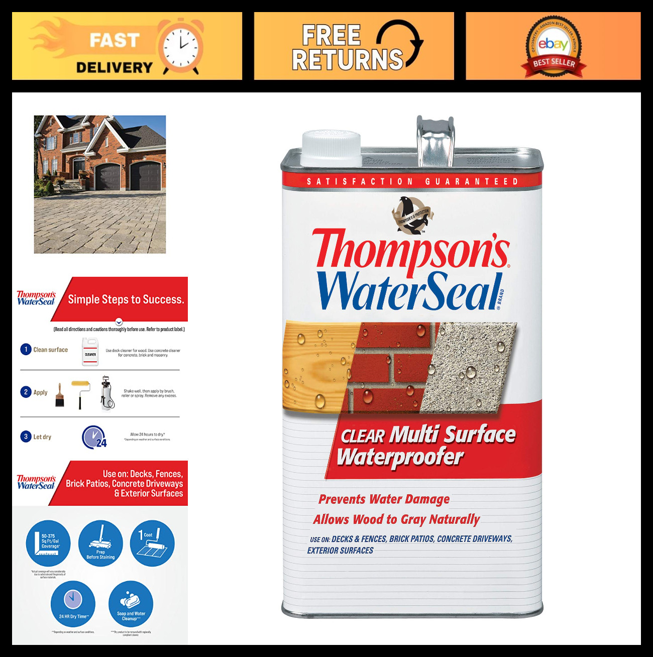 Multi-Surface Waterproofing Stain, Clear Finish, 1 Gallon – Outdoor Protection