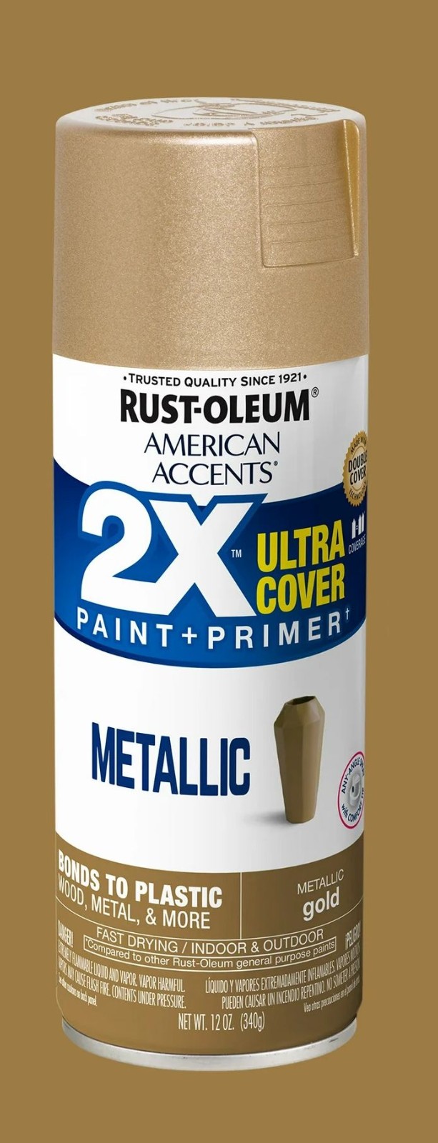METALLIC GOLD spraY Paint &Primer Ultra Cover American Accents Rust-Oleum 327909
