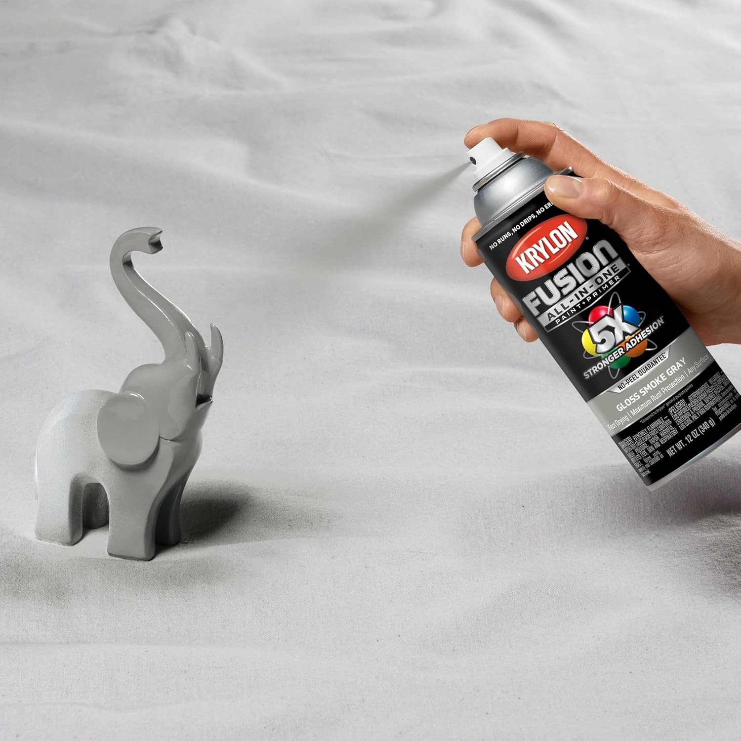 12 oz Fusion Indoor/Outdoor Adhesive Spray Paint – Rust Resistant Gloss Gray