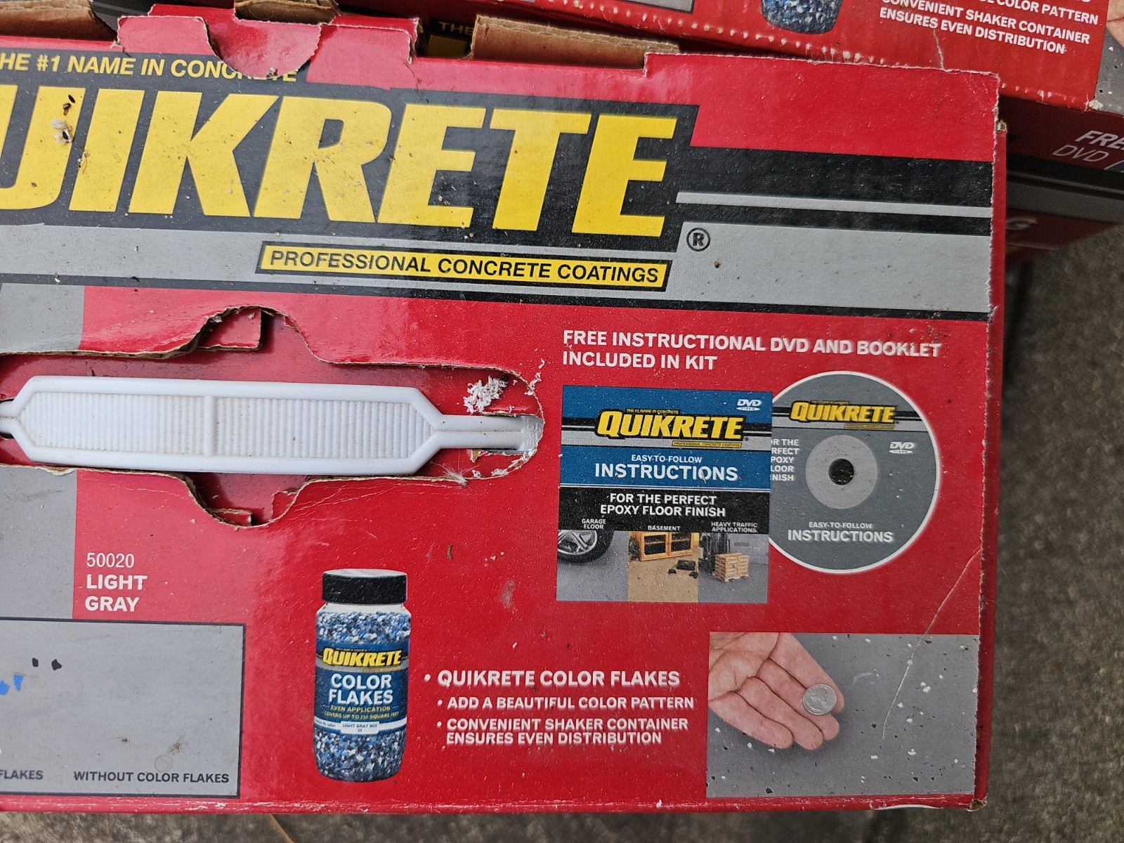 QUIKRETE Epoxy Garage Floor Coating Light Gray Color Flakes 2 Kits RAAD