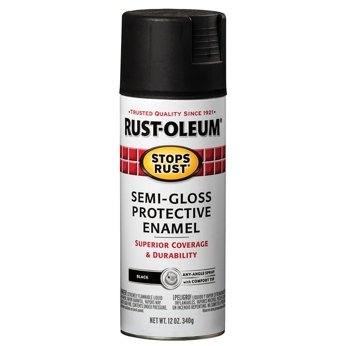 Rust-Oleum 7798830 Stops Rust Spray Paint Semi-Gloss Black 12oz 6Pack Protective