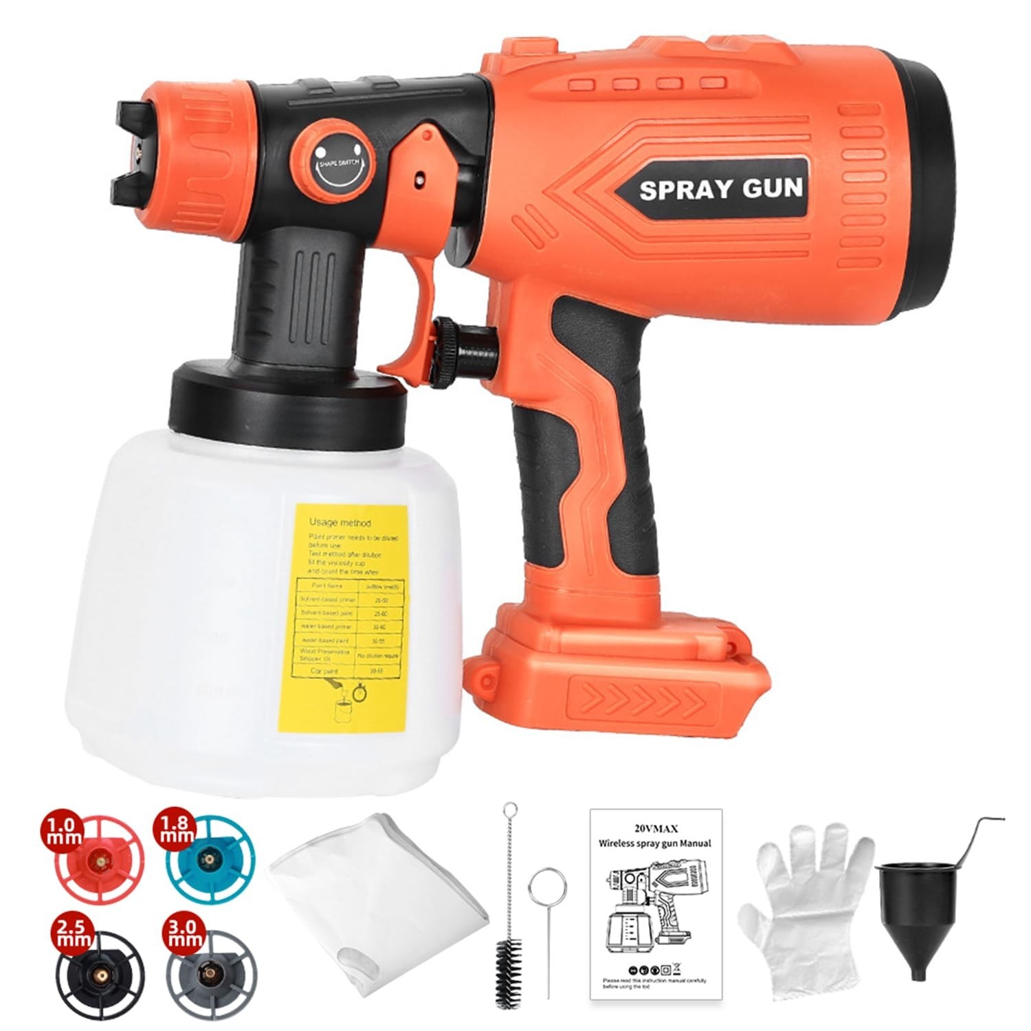Cordless HVLP Paint Sprayer for Black and Decker 20V Battery Tool, 200W Brush…