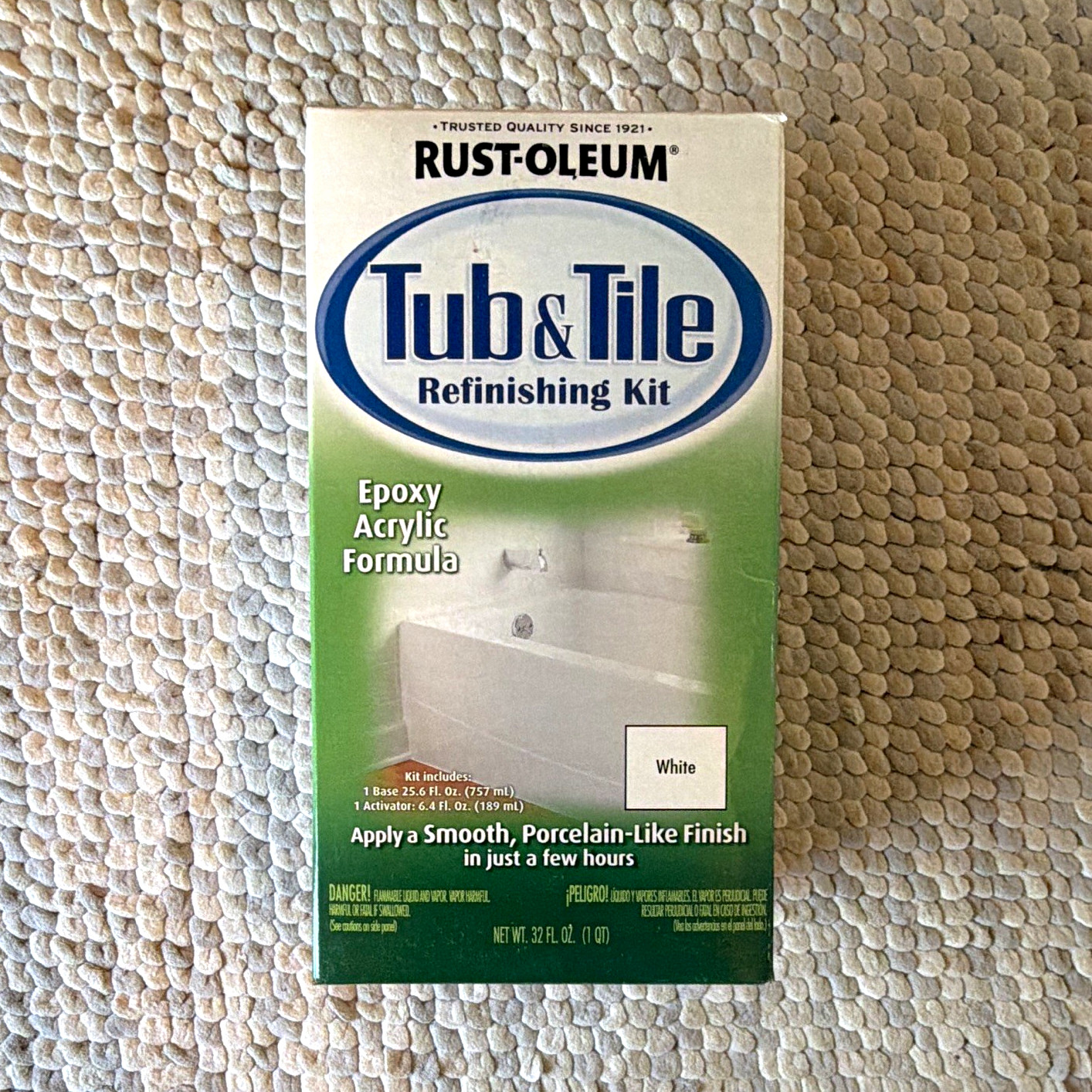Rust-Oleum Tub & Tile Refinishing Kit Epoxy Acrylic White 1 qt Fast Dry