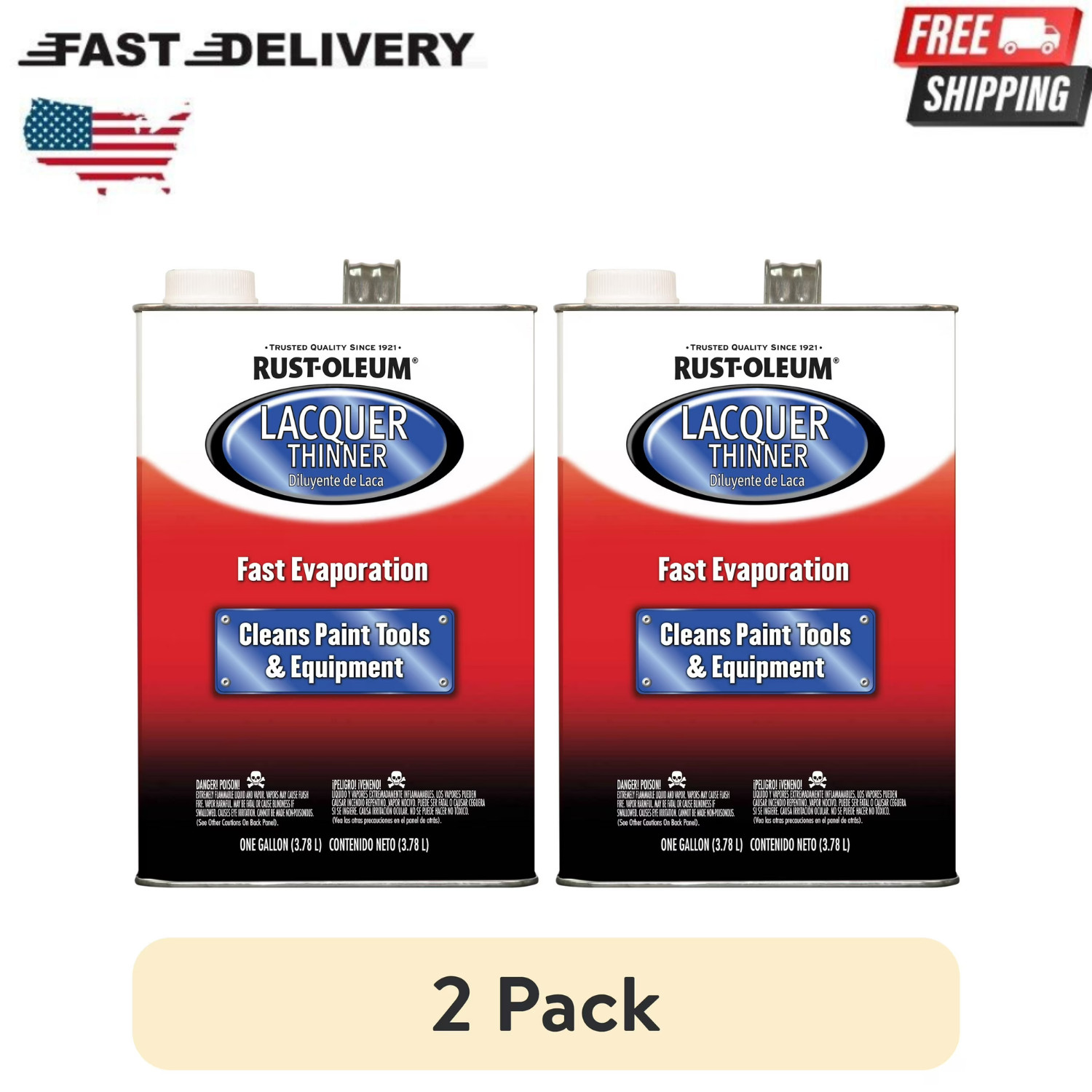 Rust-Oleum Automotive Low VOC Professional Lacquer Thinner, Clear, Gallon, 2 PK
