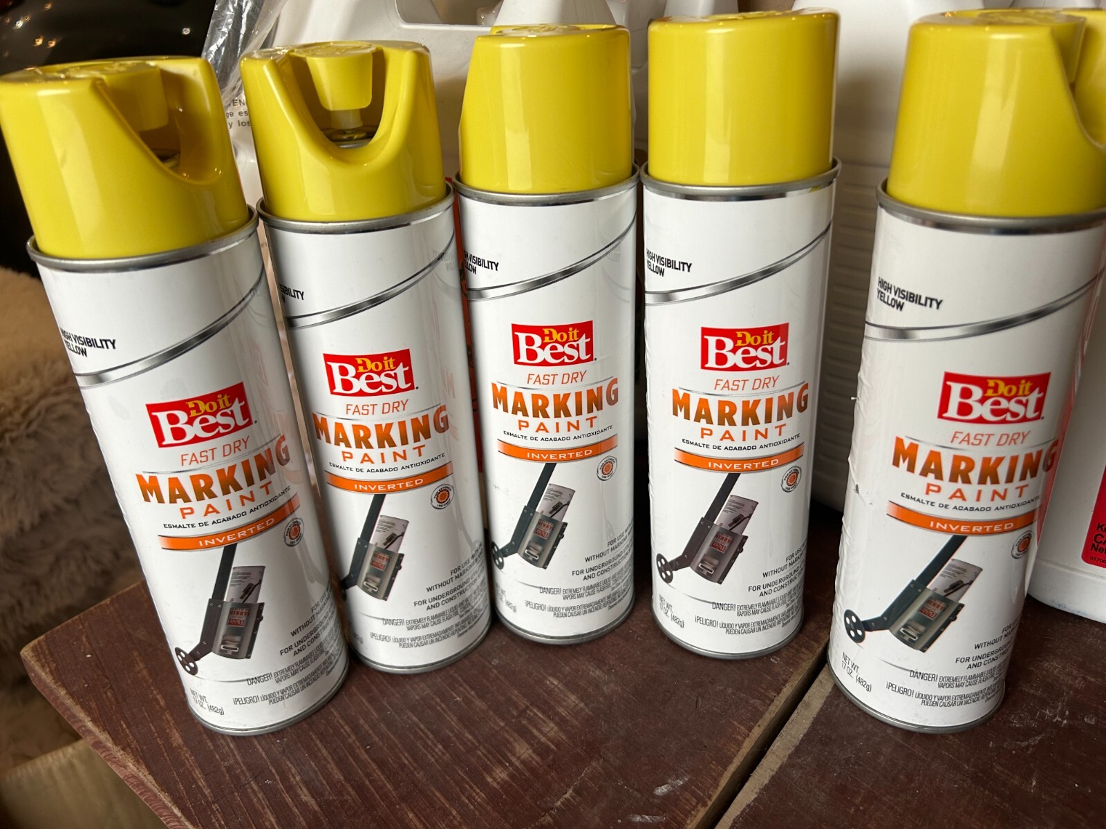 5-pack DoItBest 793995 Fast Dry Yellow Marking Paint Inverted Parking lot 17 oz