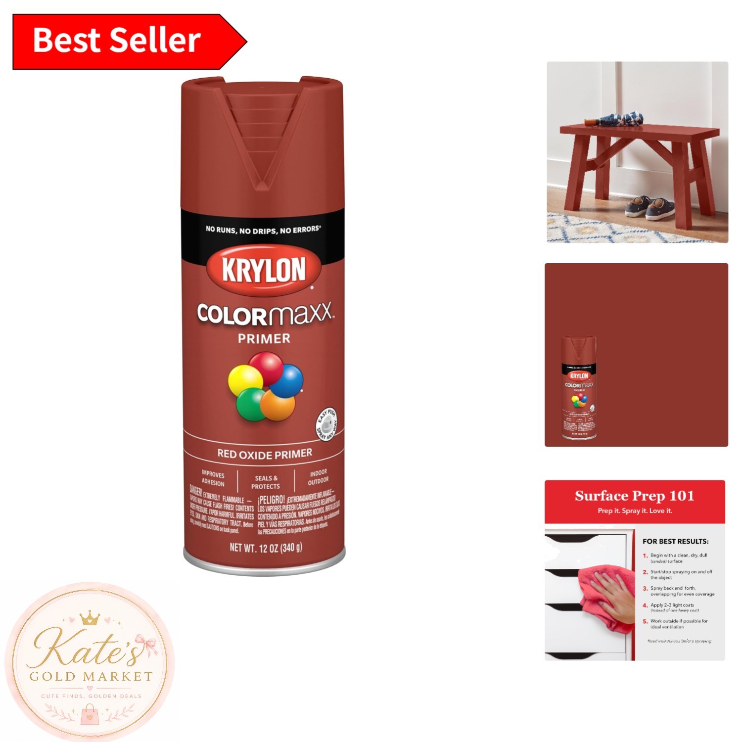 All-Surface Spray Primer – Krylon ColorMaxx Red Oxide 12 Oz for DIY Masterpieces