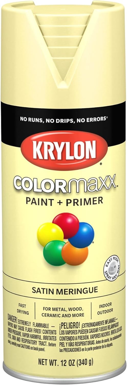 Krylon COLORmaxx Satin Meringue Yellow Spray Paint, 12oz Can