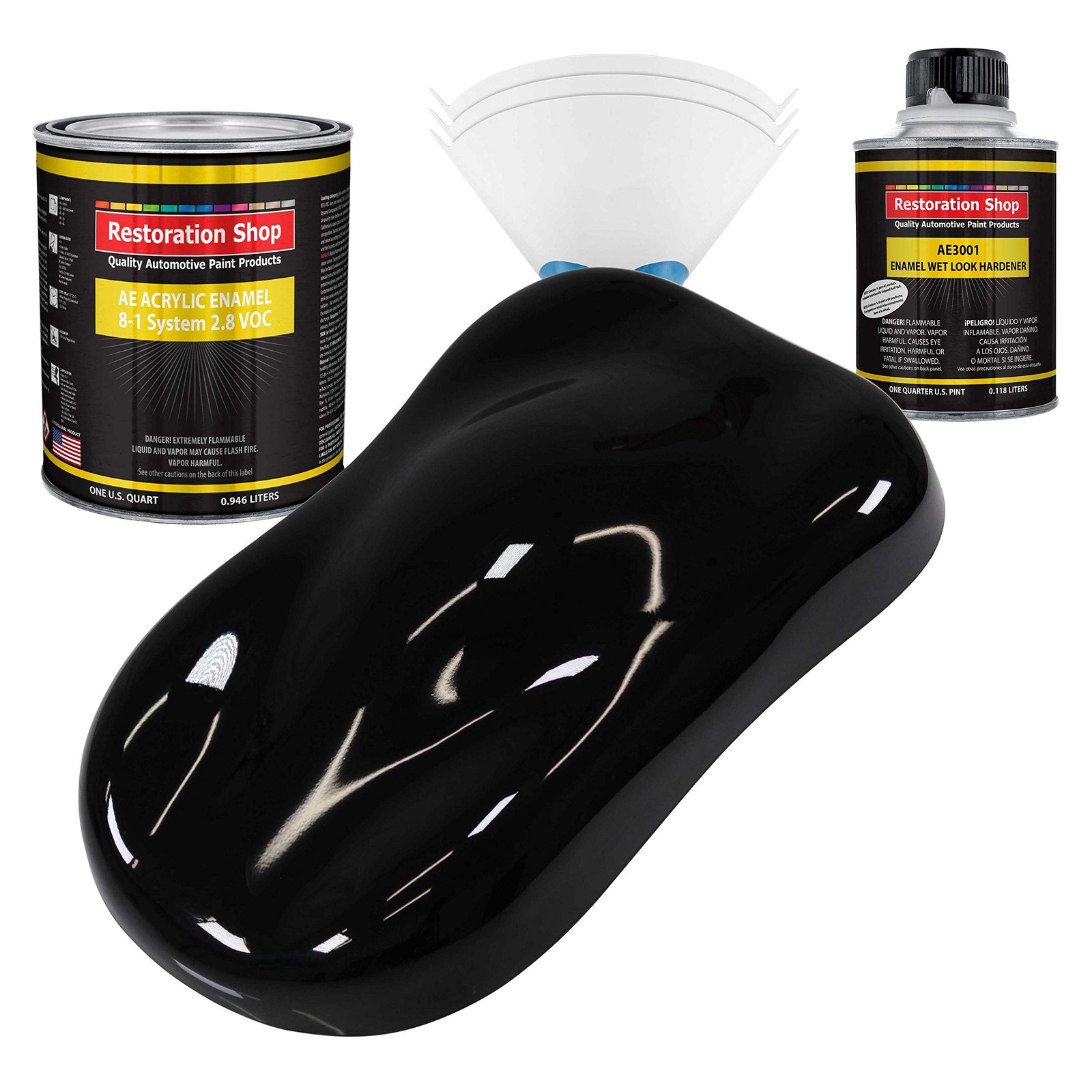 – Jet Black (Gloss) Acrylic Enamel Auto Paint – Complete Quart Paint Kit – Pr…