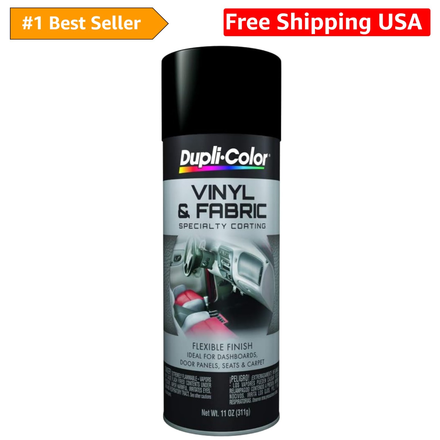 6 PK Flat Black Vinyl & Fabric Coating – 11 oz Aerosol for Automotive Interiors