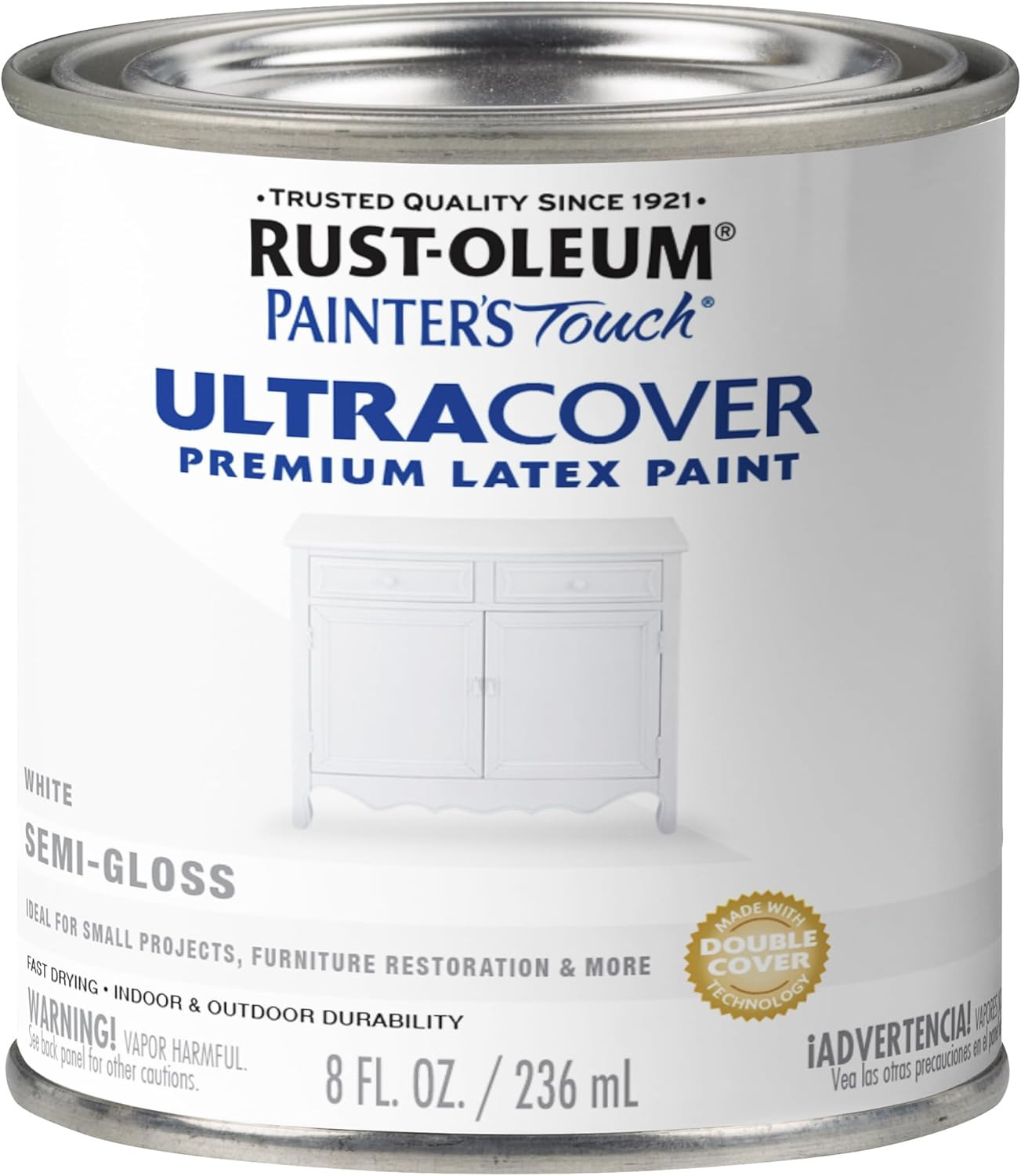 Rust-Oleum 1993730 Painter’S Touch Latex Paint, Half Pint, Semi-Gloss White 8 Fl
