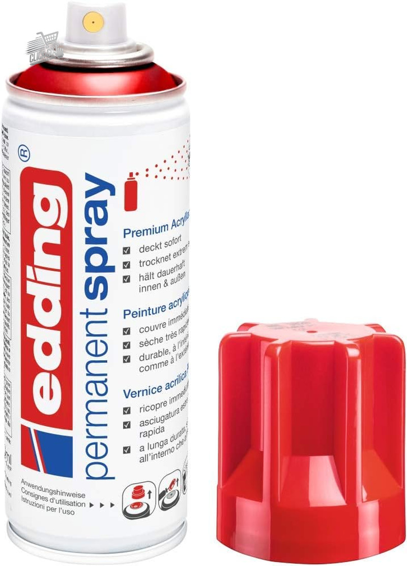 Glossy Traffic Red Acrylic Spray Paint 200ml Metal Wood Glass Ceramic