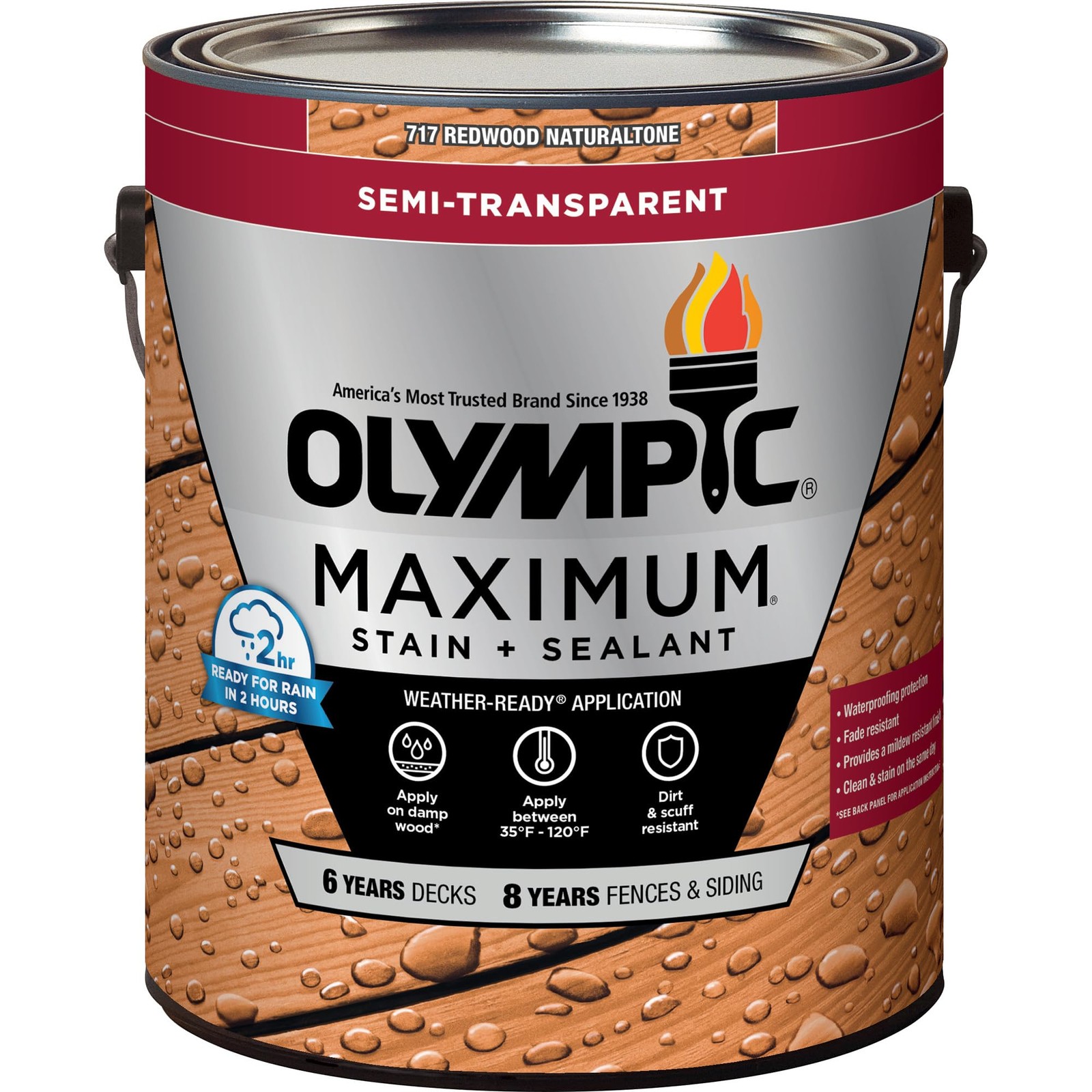 Maximum 1 gal. Redwood Semi-Transparent Exterior Ready to Use Stain and Seale…