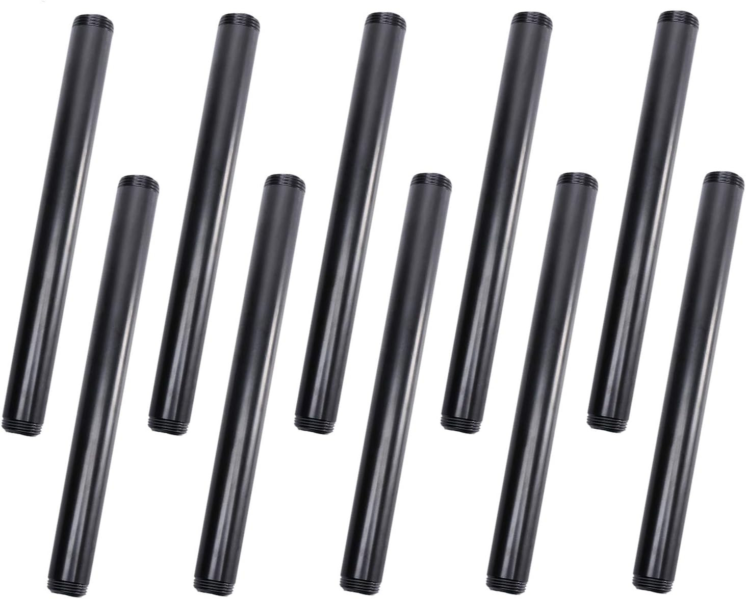 3/4″ X 10″ Black Painted Iron Pipe, 10 Pack Threaded Black Paint Finish Metal P
