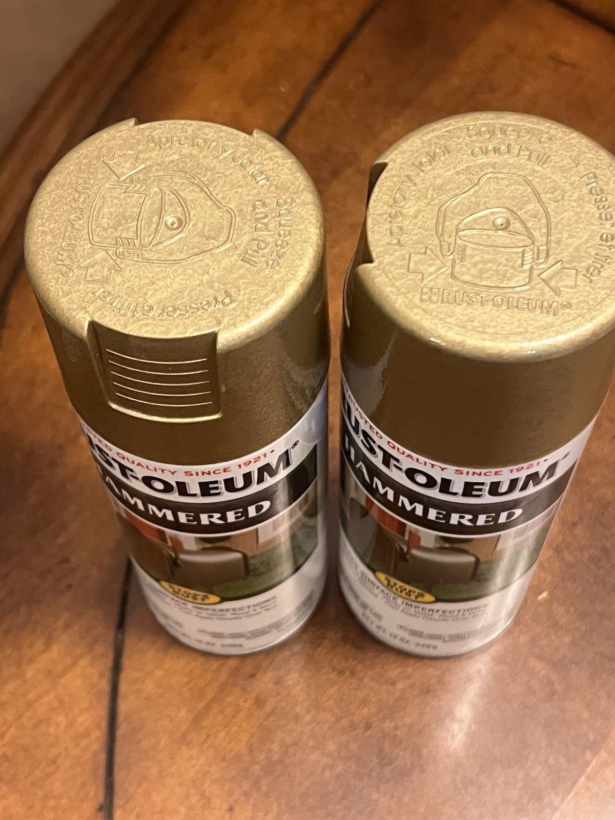 Lot Of 2 Rust-Oleum 7210 Stops Rust Hammered Gold Spray Paint 12 oz New