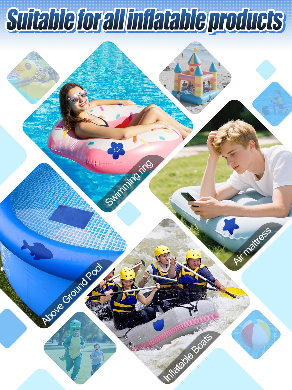 Aulock Exlarge Pool Liner Repair Patch – 4ft x 2.8ft Self-Adhesive Dark blue