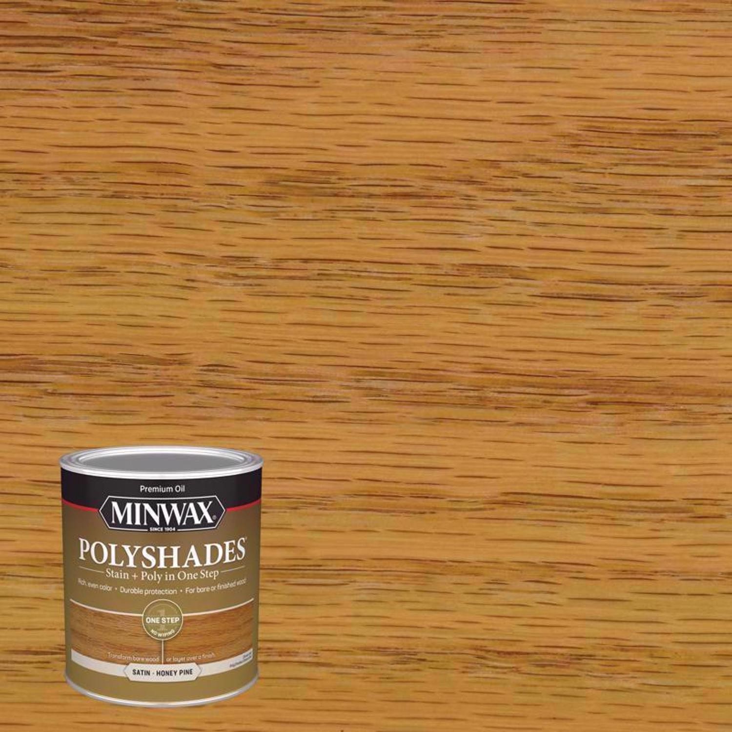 Minwax 61310444 PolyShades Satin Honey Pine Oil-Based Stain 1 qt. (Pack of 4)