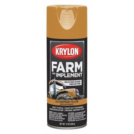 Krylon K01953008 Spray Paint, Old Equipment Yellow, High-Gloss, 12 Oz