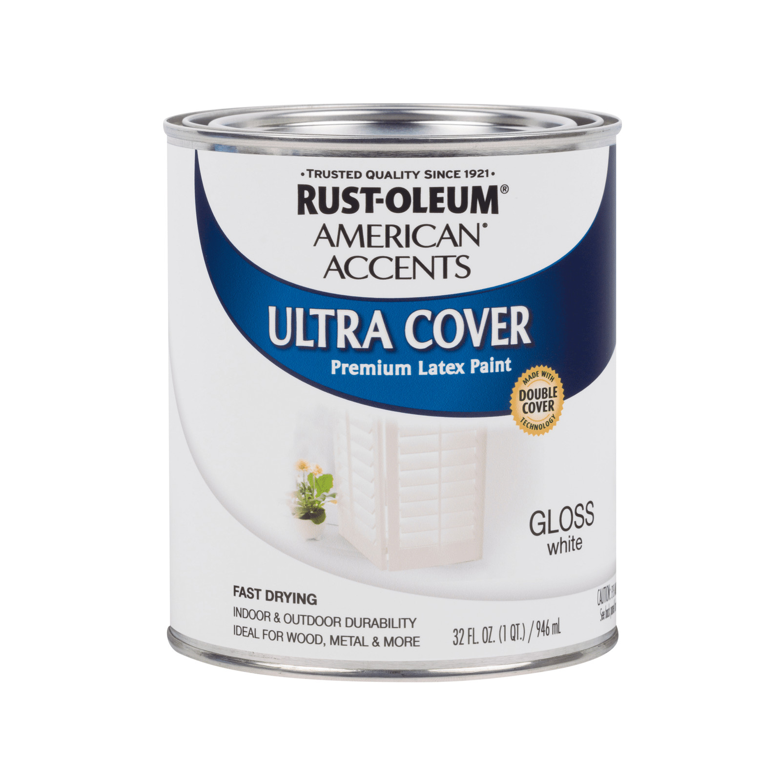 White, American Accents Ultra Cover Quart Gloss Latex Paint-276168, Quart