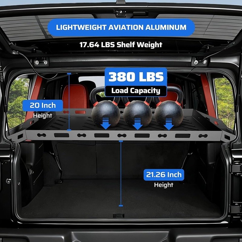 Lightweight Aluminum Roof Rack Wrangler JK JL 4-Door 2007-2025 Gear Storage New