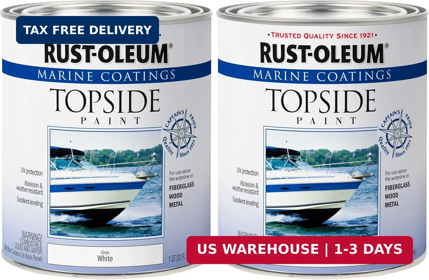 Rust-Oleum 206999 Marine Topside Enamel Paint, Gloss White, 1-Quart, 32 Fl Oz (P