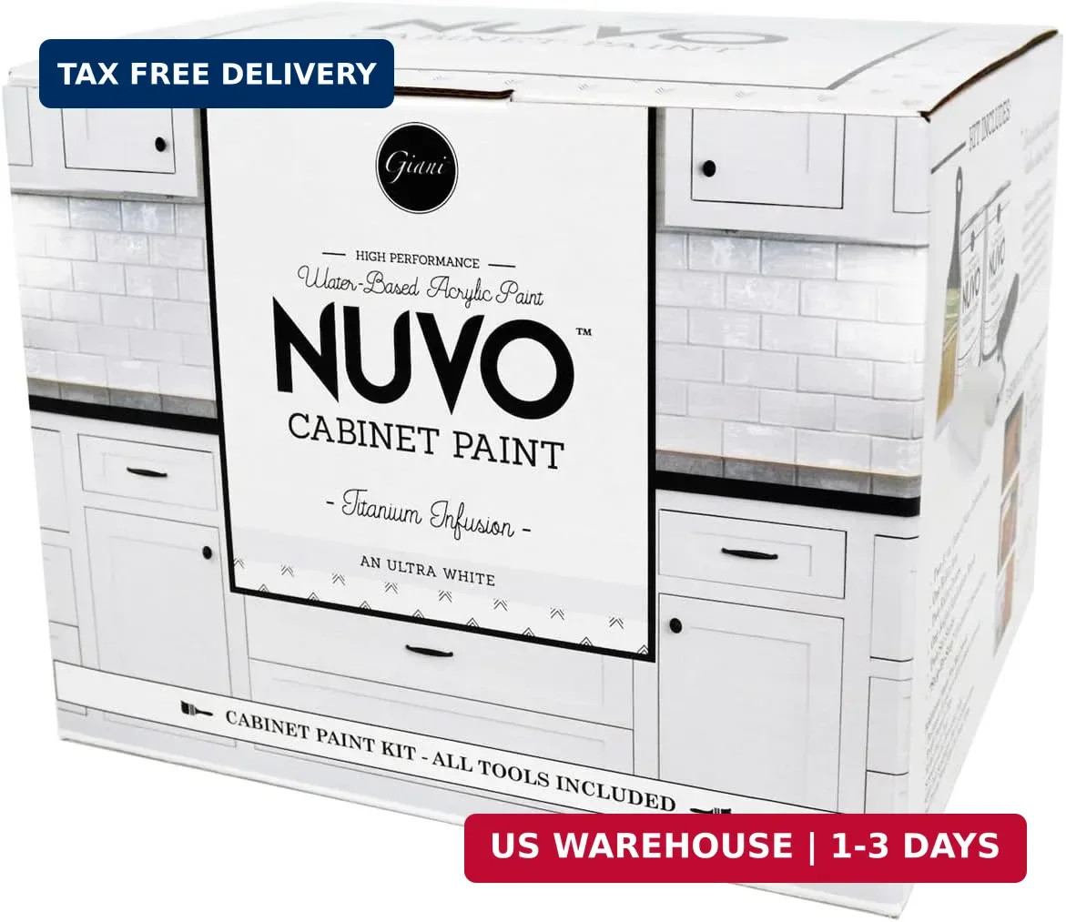 Nuvo Titanium Infusion Cabinet Makeover Kit – Easy DIY 7-Piece Set, Brilliant Wh