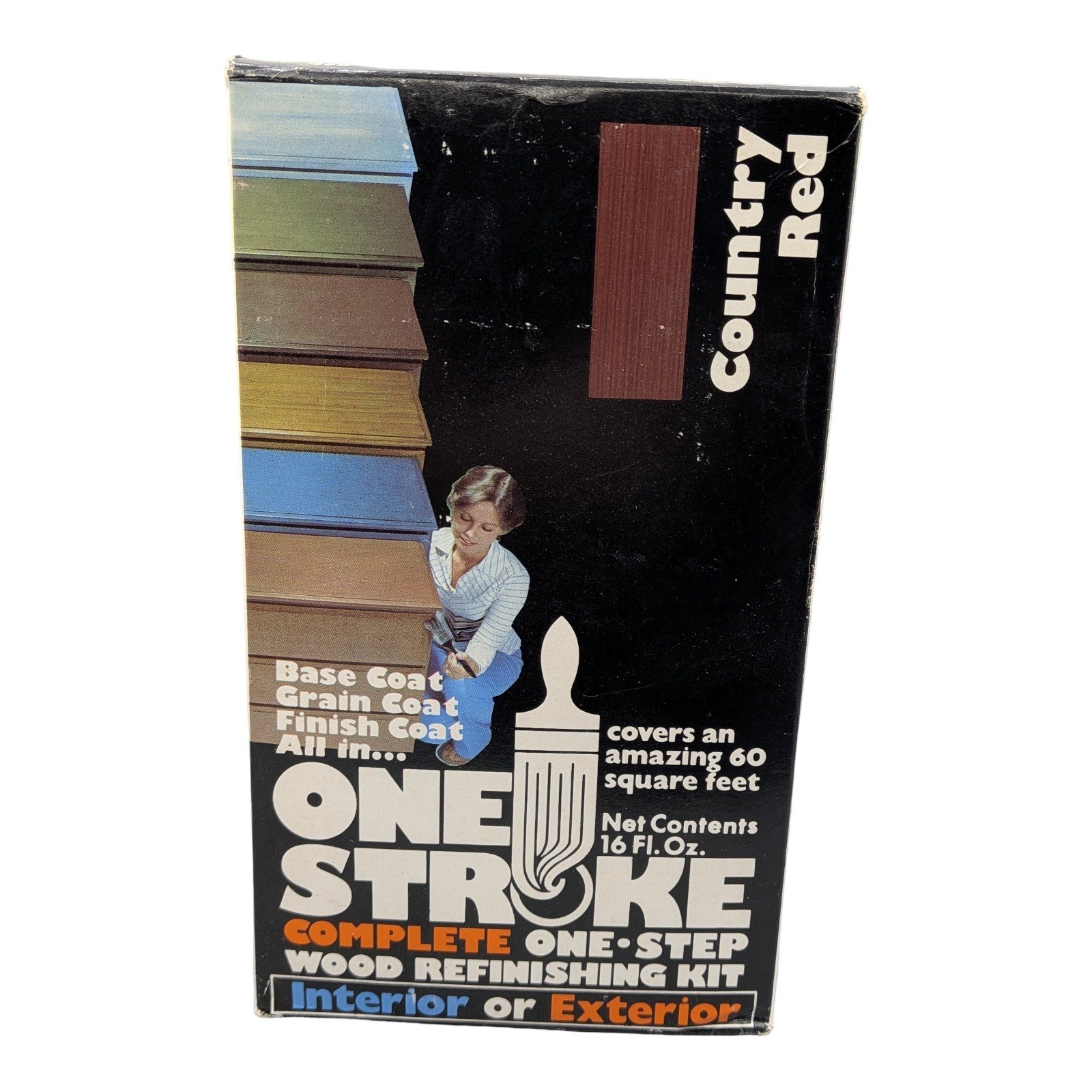 Vintage Nybco One Stroke Wood Refinishing Kit Country Red 375 Interior Exterior