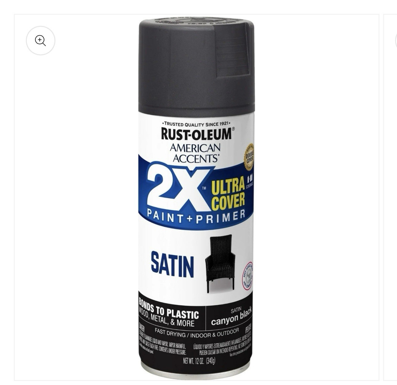 Canyon Black, Rust-Oleum American Accents 2X Ultra Cover Satin Spray Paint- 12 o