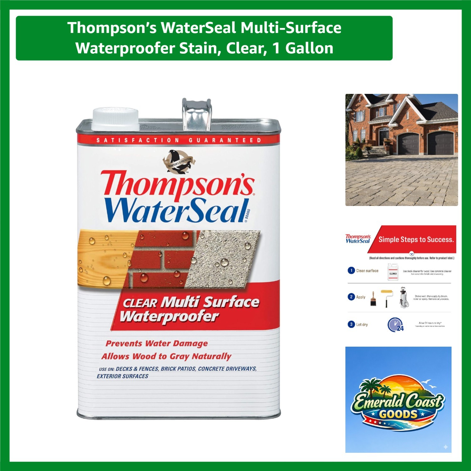 Thompson’s WaterSeal Multi-Surface Waterproofer Stain, Clear, 1 Gallon