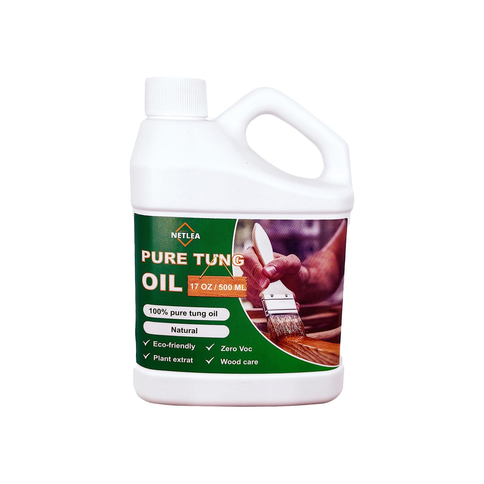 NetLea 100% Pure Tung Oil 17oz – Natural Finish for Furniture 17oz, tung oil
