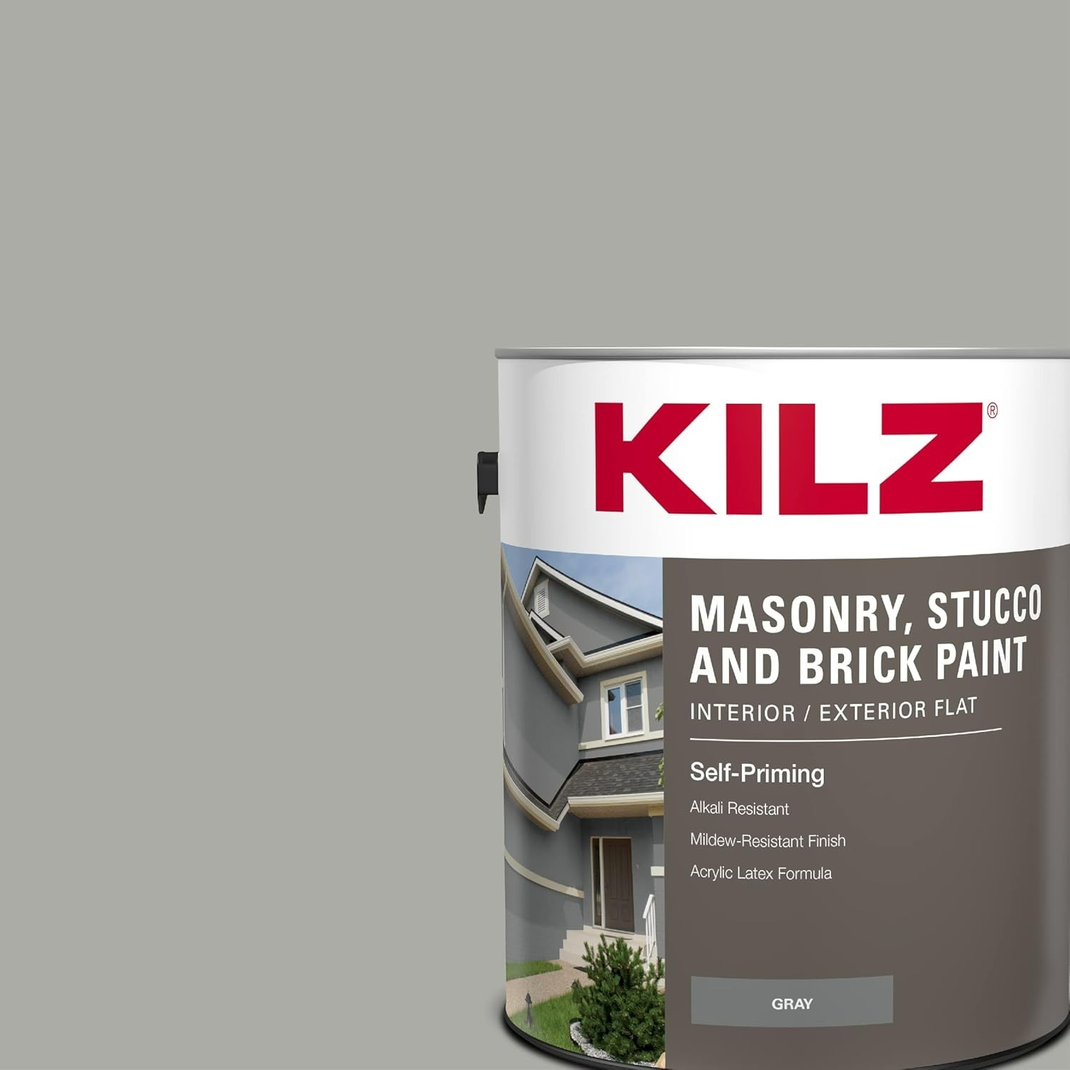 Fade Resistant Gray Interior/Exterior Paint – Self-Priming 1 Gallon for Masonry