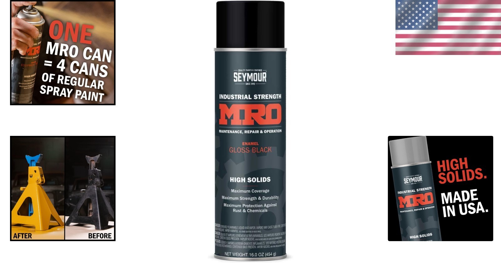 620-1415 High Solids Gloss Black Spray Paint – 16oz, Rust & Weather Resistant