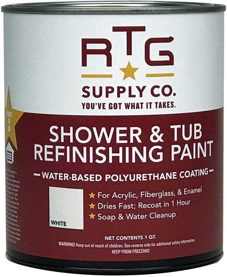 Economical RTG Bath Refinishing Paint – 32 Oz White Enamel with Low-VOC Formula