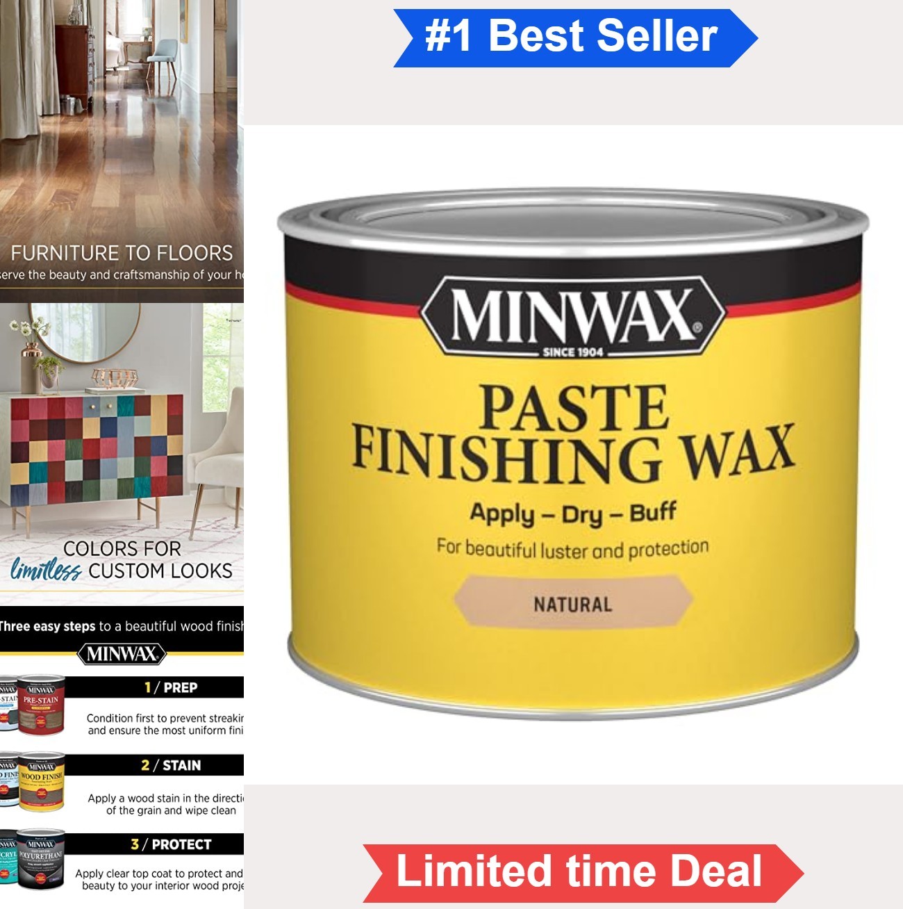 Wood Paste Finishing Wax 1lb For Furniture Antiques Cabinets Natural